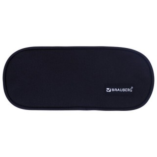 Пенал-косметичка BRAUBERG овальный, полиэстер, "Black", 22х9х5 см, 229271 Китай