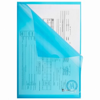 Папка-уголок плотная BRAUBERG SUPER, 0,18 мм, синяя, 270479 Россия