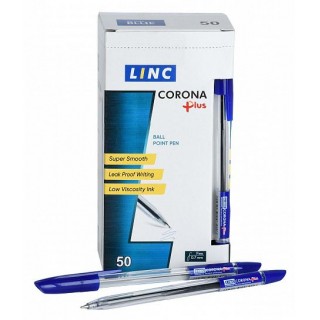 Ручка шарик. Linc Corona Plus синий 0,7 мм прозр. кругл. корп. 3002N/blue Индия