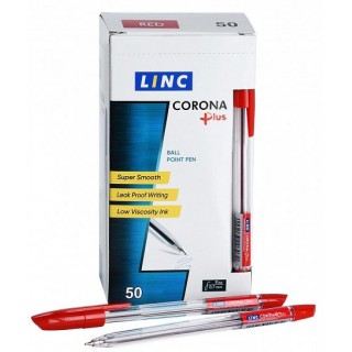 Ручка шарик. Linc CORONA PLUS красн. 0,7 мм прозр. кругл. корп. 3002N/red Индия
