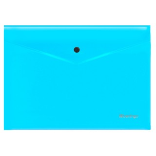 Папка-конверт на кнопке Berlingo "Neon" А4, 200мкм, прозрачная голубой неон EFb_A4393 Китай
