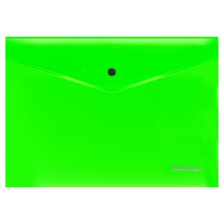 Папка-конверт на кнопке Berlingo "Neon" А4, 200мкм, прозрачная зеленый неон EFb_A4392 Китай