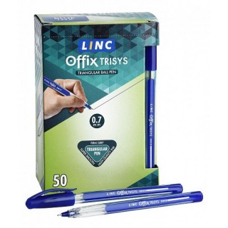 Ручка шарик. Linc TRISYS синий 0,7 мм прозр. трехгран. корп. игольчатый наконечник 1650FW Индия