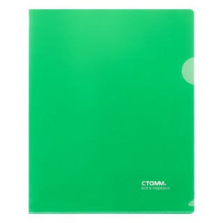 Папка-уголок СТАММ А5, 180мкм, пластик, прозрачная, зеленая ММ-30955 Россия
