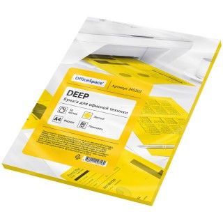 Бумага цветная OfficeSpace deep А4, 80г/м2, 50л. (желтый) 245202, Китай
