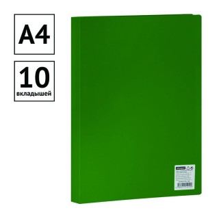 Папка с 10 вкладышами OfficeSpace, 9мм, 400мкм, зеленая F10L5_280 Россия