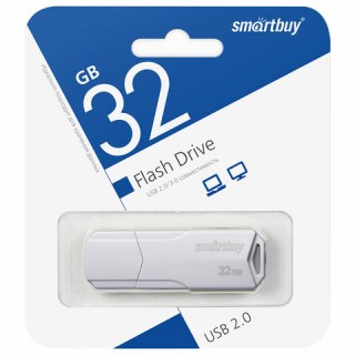 Флеш-диск 32 GB SMARTBUY Clue, USB 2.0, белый, SB32GBCLU-W Китай