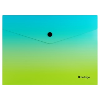 Папка-конверт на кнопке Berlingo "Radiance", А5, 180мкм, голубой/зеленый градиент EFb_A5003 Китай