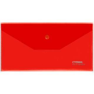 Папка-конверт на кнопке СТАММ С6, 180мкм, пластик, прозрачная, красная ММ-31079 Россия