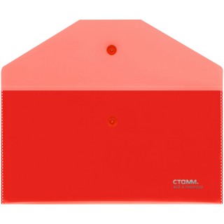 Папка-конверт на кнопке СТАММ С6, 180мкм, пластик, прозрачная, красная ММ-31079 Россия