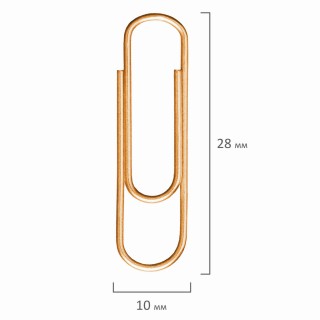 Скрепки BRAUBERG, 28 мм, золотистые, 100 шт., в картонной коробке, 221529 Китай