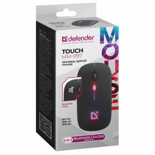 Мышь беспроводная DEFENDER TOUCH MM-997, USB, 3 кнопки+1 колесо-кнопка, оптическая, черная, 52997 Китай