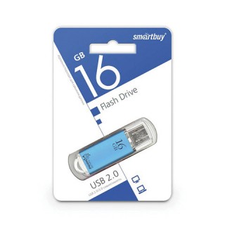 Флеш-диск 16 GB, SMARTBUY V-Cut, USB 2.0, металлический корпус, синий, SB16GBVC-B Тайвань (Китай)