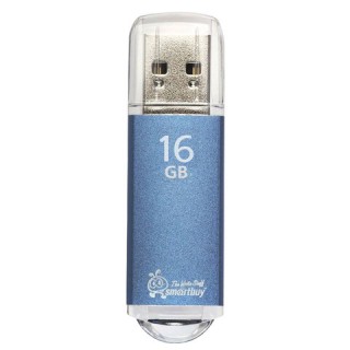 Флеш-диск 16 GB, SMARTBUY V-Cut, USB 2.0, металлический корпус, синий, SB16GBVC-B Тайвань (Китай)
