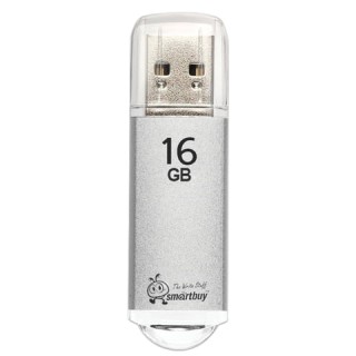 Флеш-диск 16 GB, SMARTBUY V-Cut, USB 2.0, металлический корпус, серебристый, SB16GBVC-S Тайвань (Китай)