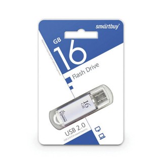 Флеш-диск 16 GB, SMARTBUY V-Cut, USB 2.0, металлический корпус, серебристый, SB16GBVC-S Тайвань (Китай)