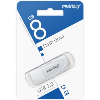 Флеш-диск 8 GB SMARTBUY Scout USB 2.0, белый, SB008GB2SCW Китай