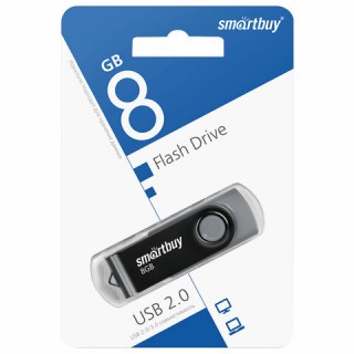 Флеш-диск 8 GB SMARTBUY Twist USB 2.0, черный, SB008GB2TWK Китай