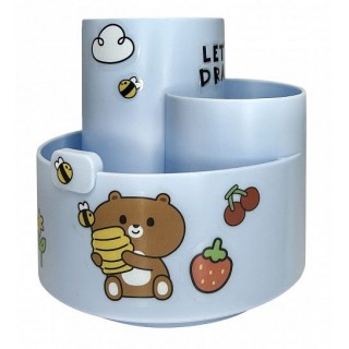 Подставка д/канц LOREX KIDS вращающ. 3 отд. 160х105х115 мм голуб. пластик с наклейками LXKDOST-SB Китай