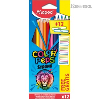 Карандаши цветные MAPED "COLOR PEP'S Strong", 12 цветов, трехгранные, грифель 3,2 мм, 862712 Китай