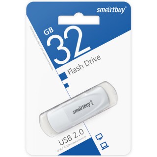 Флеш-диск 32 GB SMARTBUY Scout USB 2.0, белый, SB032GB2SCW Китай