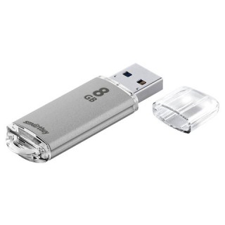 Флеш-диск 8 GB, SMARTBUY V-Cut, USB 2.0, металлический корпус, серебристый, SB8GBVC-S Тайвань (Китай)