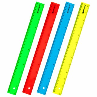 Линейка пластиковая 30 см, BRAUBERG, неоновая, ассорти, 210839 Россия