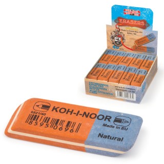 Ластик KOH-I-NOOR 6521/40, 57x19,5x8 мм, красно-синий, прямоугольный, скошенные края, натуральный каучук, 6521040021KDRU Чехия