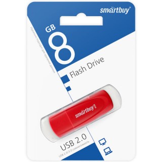 Флеш-диск 8 GB SMARTBUY Scout USB 2.0, красный, SB008GB2SCR Китай