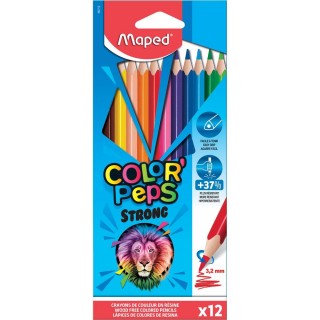 Карандаши цветные MAPED "COLOR PEP'S Strong", 12 цветов, трехгранные, грифель 3,2 мм, 862712 Китай