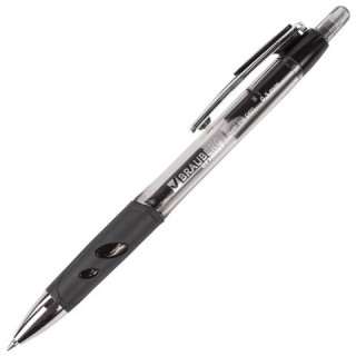 Ручка гелевая автоматическая с грипом BRAUBERG "OFFICE STYLE", ЧЕРНАЯ, линия 0,4 мм, 144123, Китай