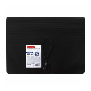 Папка-органайзер для бумаг и документов на резинке, 13 отделений, BRAUBERG DOCS, А4, черная, 271152, Китай