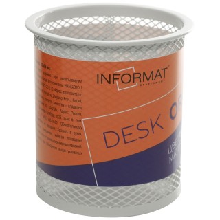 Стакан д/канц INFORMAT 100х89 мм белый металл IF-RMPO-WT, Китай