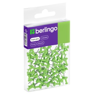 Кнопки силовые Berlingo, 50шт., цветные, ПВХ упак., европодвес, зеленые PN5030b, Китай