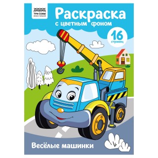 Раскраска с цв. фоном А4, 16 стр., ТРИ СОВЫ