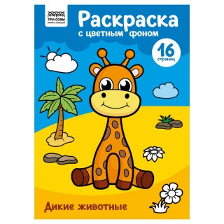 Раскраска с цв. фоном А4, 16 стр., ТРИ СОВЫ