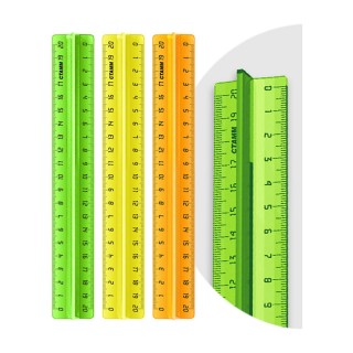 Линейка 30см СТАММ, пластиковая, с держателем, прозрачная, неоновые цвета, ассорти ЛН42, Россия
