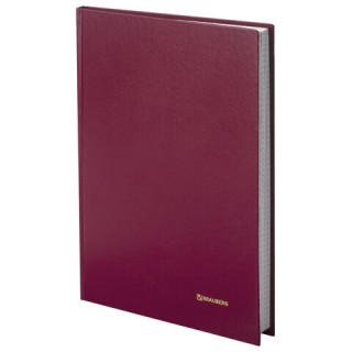 Книга учета 96 л., клетка, твердая, бумвинил, блок офсет, А4 200х290 мм, BRAUBERG, бордовая, 130224, Россия