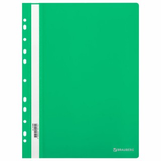 Скоросшиватель пластиковый с перфорацией BRAUBERG EXTRA, А4, 140/180 мкм, зеленый, 272896, Китай