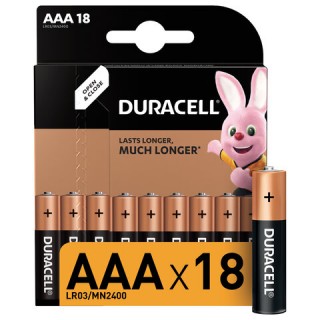 Батарейки КОМПЛЕКТ 18 шт., DURACELL Basic ОРИГИНАЛ, AAA (LR03, 24А), алкалиновые, мизинчиковые, 81483686, Бельгия