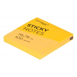 Блок самоклеящ. INFORMAT 76х76 мм 1 шт 100 л. оранж. неон 1 цв. NN7575-Or , Китай