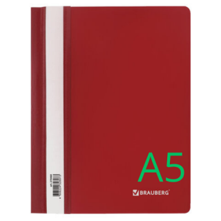 Скоросшиватель пластиковый МАЛОГО ФОРМАТА (160х22 8мм), А5, BRAUBERG, 130/180 мкм, красный, 270460 Россия