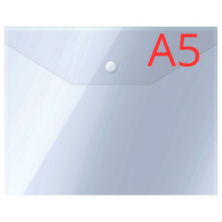 Папка-конверт на кнопке СТАММ А5 (190*240мм), 150мкм, пластик, прозрачная, бесцветная ММ-31907 Россия