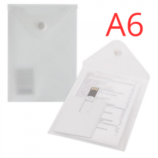 Папка-конверт с кнопкой МАЛОГО ФОРМАТА (105х148 мм), А6, матовая прозрачная, 0,18 мм, BRAUBERG, 227321 Россия