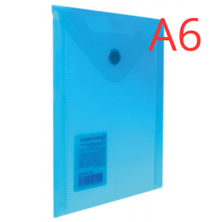 Папка-конверт с кнопкой МАЛОГО ФОРМАТА (105х148 мм), А6, синяя, 0,18 мм, BRAUBERG, 227317 Россия