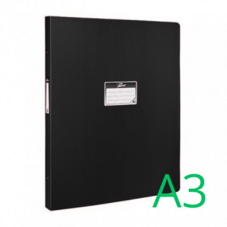 Папка с кольцами РЕГИСТР А3 4 кольца 800 мкм 25 мм черный пластик, вертик. A3K-254/900 Россия