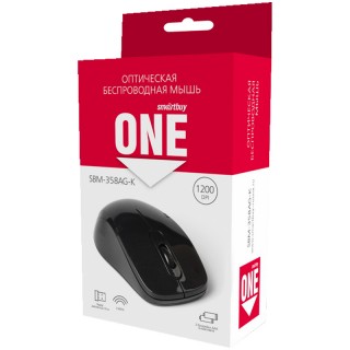 Мышь беспроводная Smartbuy ONE 358AG-K черный, 2btn+Roll SBM-358AG-K, Китай