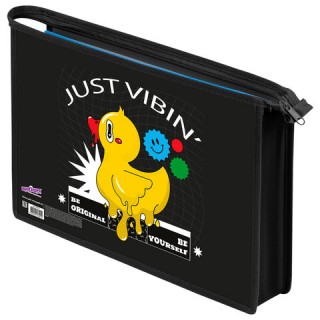 Папка для тетрадей ЮНЛАНДИЯ А4, 1 отделение, картон/пластик, конгрев, на молнии, "Duck tales", 272134, Россия