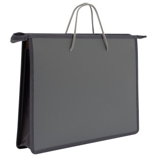 Папка д/труда с 2 ручками А4 широкая Creativiki 335х235х55 мм серый пластик, полиэстер молния сверху универс. ПТУРПРА4КР-СЕР, Россия