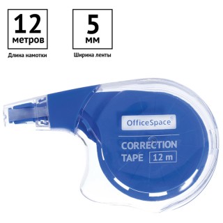 Корректирующая лента OfficeSpace, 5мм*12м, пакет, европодвес, Cq_23012, Китай, Cq_23012, Китай